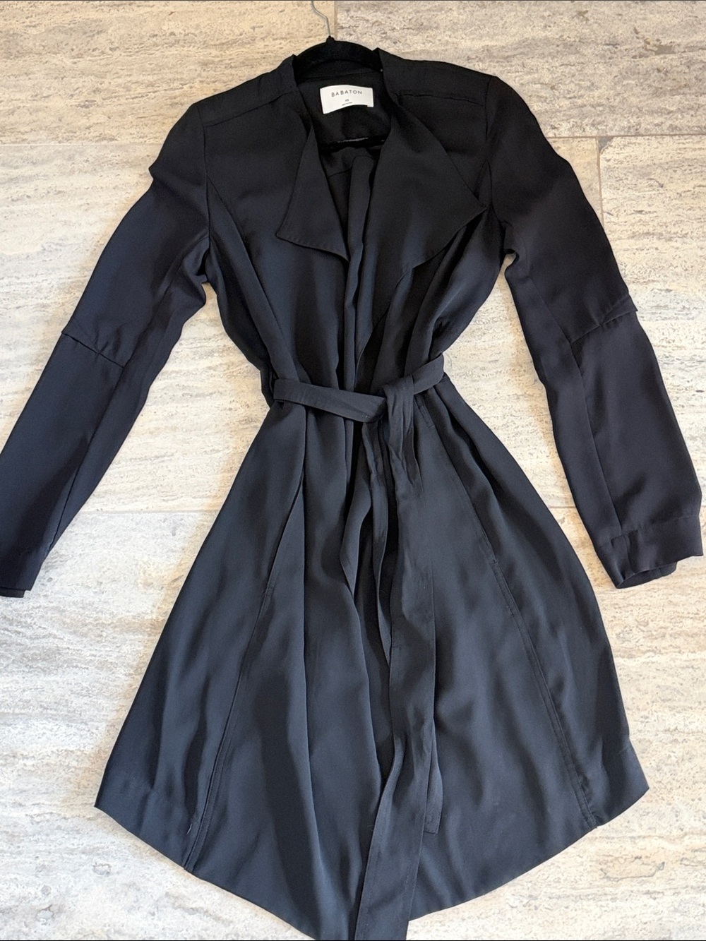 Babaton Black Long-sleeve Flowy  trench Coat